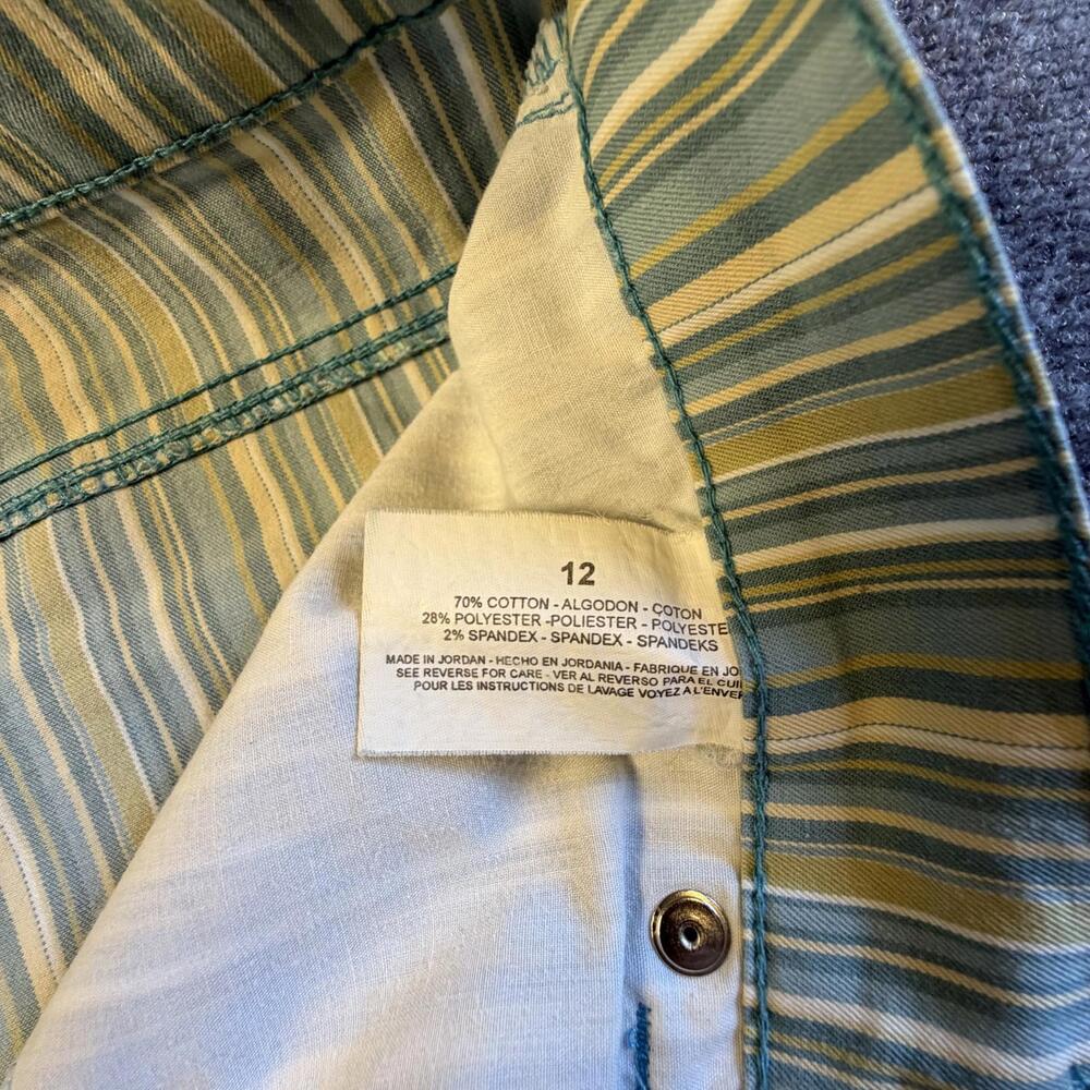 Gloria Vanderbilt Amanda Crop Pants Blue Striped High Rise Straight Leg 12 #936 - Picture 3 of 9